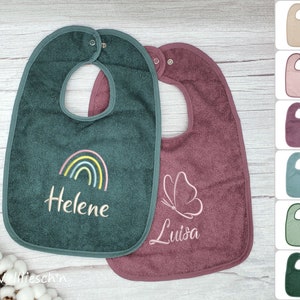 Bib with name | many motifs & colors | Giant bib | 30x45cm | 100% cotton | Terry cloth | Snap bib | Birth gift | Baptism