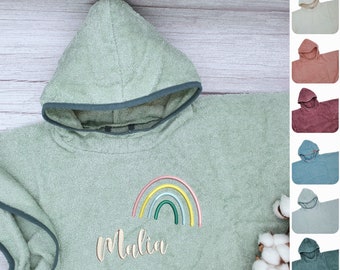 Badeponcho mit Name | viele Motive & Farben | 60x75cm | 100% Baumwolle | Frottee | Baby Handtuch | Geschenk zur Geburt und Taufe