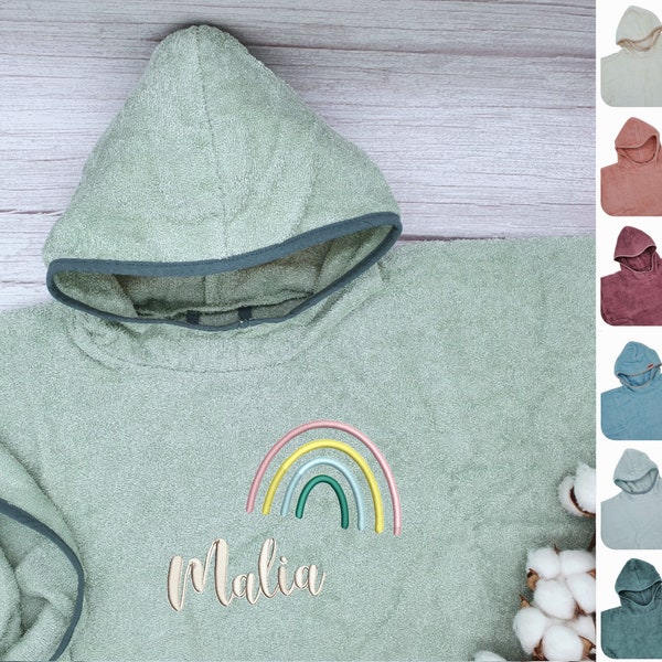 Badeponcho mit Name | viele Motive & Farben | 60x75cm | 100% Baumwolle | Frottee | Baby Handtuch | Geschenk zur Geburt und Taufe