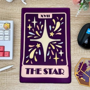 Tapis de souris 3D ergonomique The Star Tarot Card//Repose-poignets en gel magique magique avec support en caoutchouc antidérapant pour décoration de bureau//5 couleurs