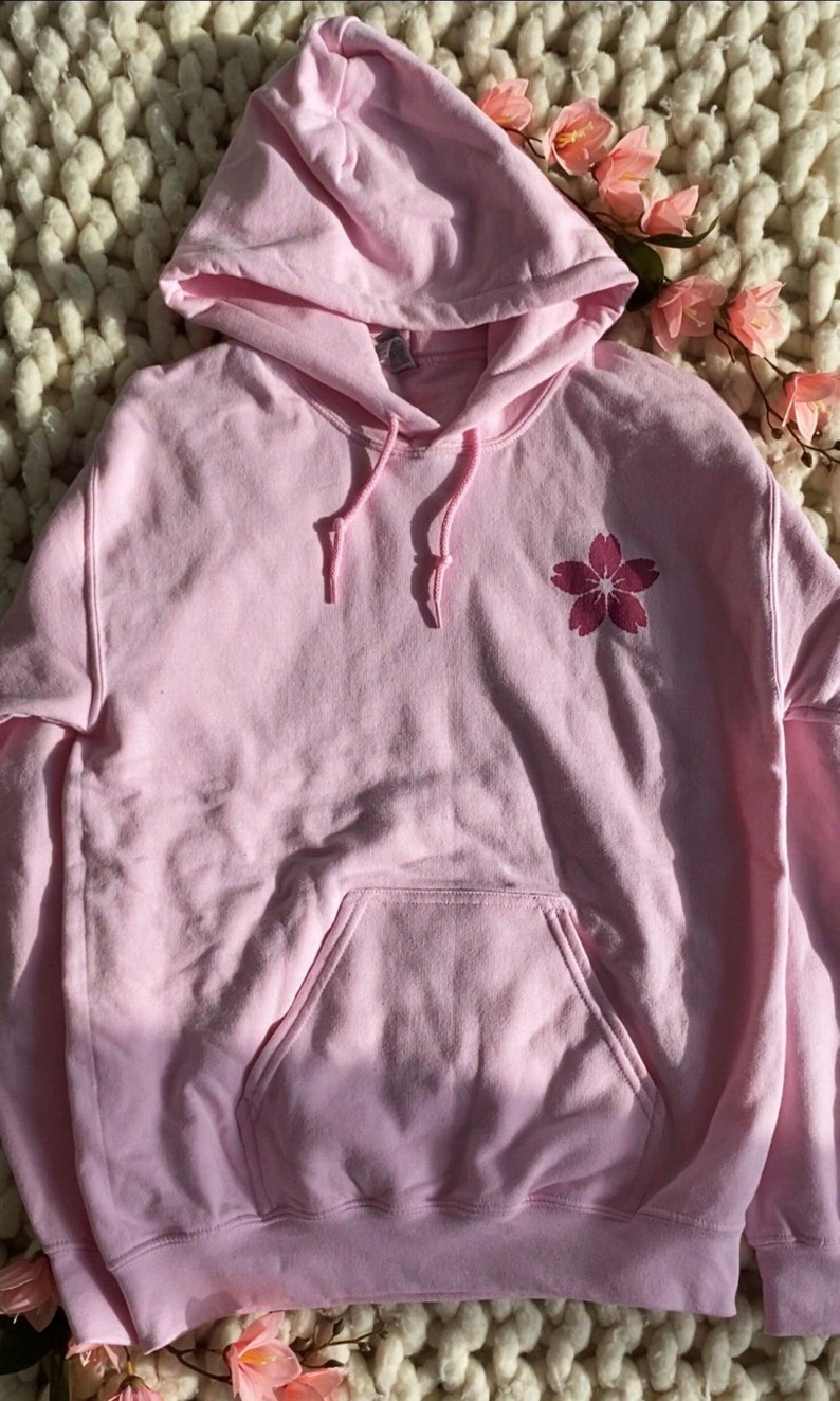 Cherry Blossom Pixel Art Hoodie, Gamer Girl Pink Sweater image 5