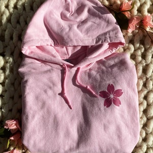 Cherry Blossom Pixel Art Hoodie, Gamer Girl Pink Sweater image 4