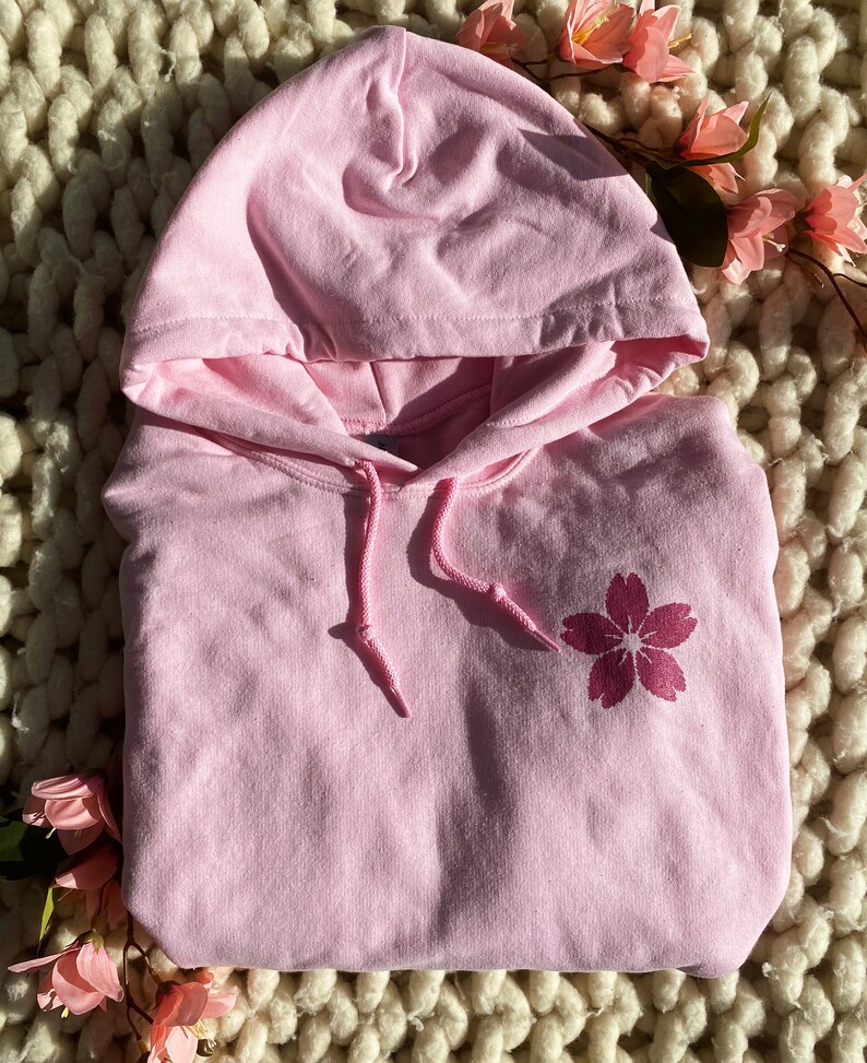 Cherry Blossom Pixel Art Hoodie, Gamer Girl Pink Sweater image 4
