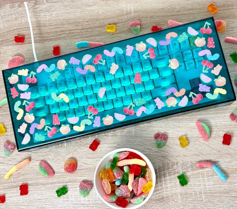 Turquoise Acrylic Keyboard Cover: Sour Candy Design, Crumb & Cat ...
