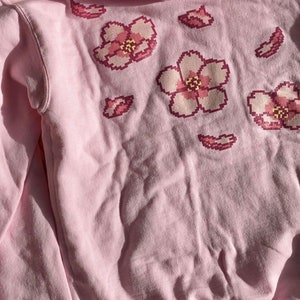 Cherry Blossom Pixel Art Hoodie, Gamer Girl Pink Sweater image 2