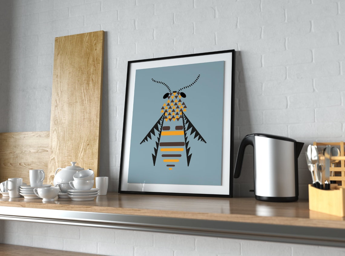 Minimalist Bee Art Print Abstract Bee Art Modern Etsy