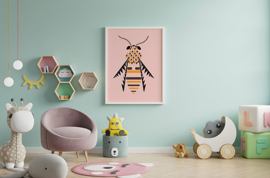Minimalist Bee Art Print Abstract Bee Art Modern Etsy