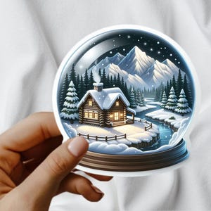 Boule à neige | Hiver | Cabine | autocollant de voyage | aimant | Option étanche