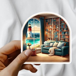 Coin livres | Inspiration Cape Cod | autocollant de voyage | Option étanche | Plage
