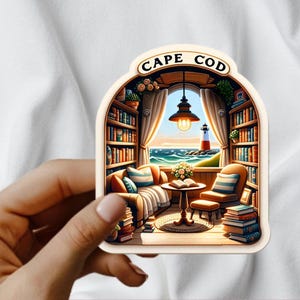 Coin livres | Cap Cod | autocollant de voyage | Option étanche | Plage