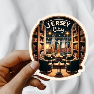 Coin livres | New York | New Jersey | autocollant de voyage | Option étanche | Ligne d'horizon