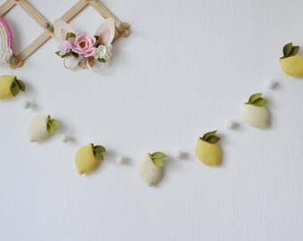 Felt Lemon Baby Garland Lemon Nursery Decor Lemon Baby Shower Banner Lemon First Birthday Decor Lemonade Garland Summer Garland