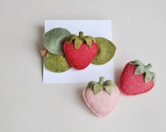 Strawberry First Birthday Headband, Felt Strawberry Hair Clip, Spring Baby Headband, Summer Felt Headband, Fruit Baby Hair Clip