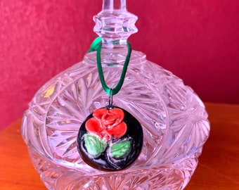 Ceramic Rose Pendant, Elegant Ceramic Necklace, Handmade Jewelry, Mother’s Day Gift, Grandma Gift, Sister Gift