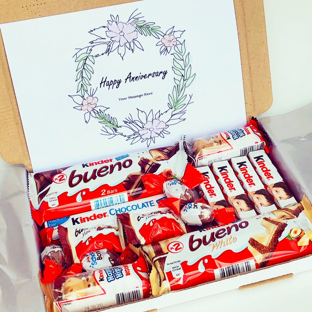 Kinder Bueno Chocolate Hamper Personalised Gift Box Sweet White and ...
