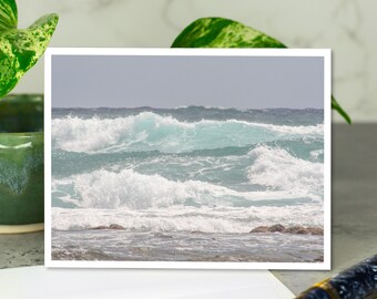Blank Card Beach Scene Card Any Occasion Card, All Occasion Card Ocean Greeting Card Card with Envelope Waves Greeting Card