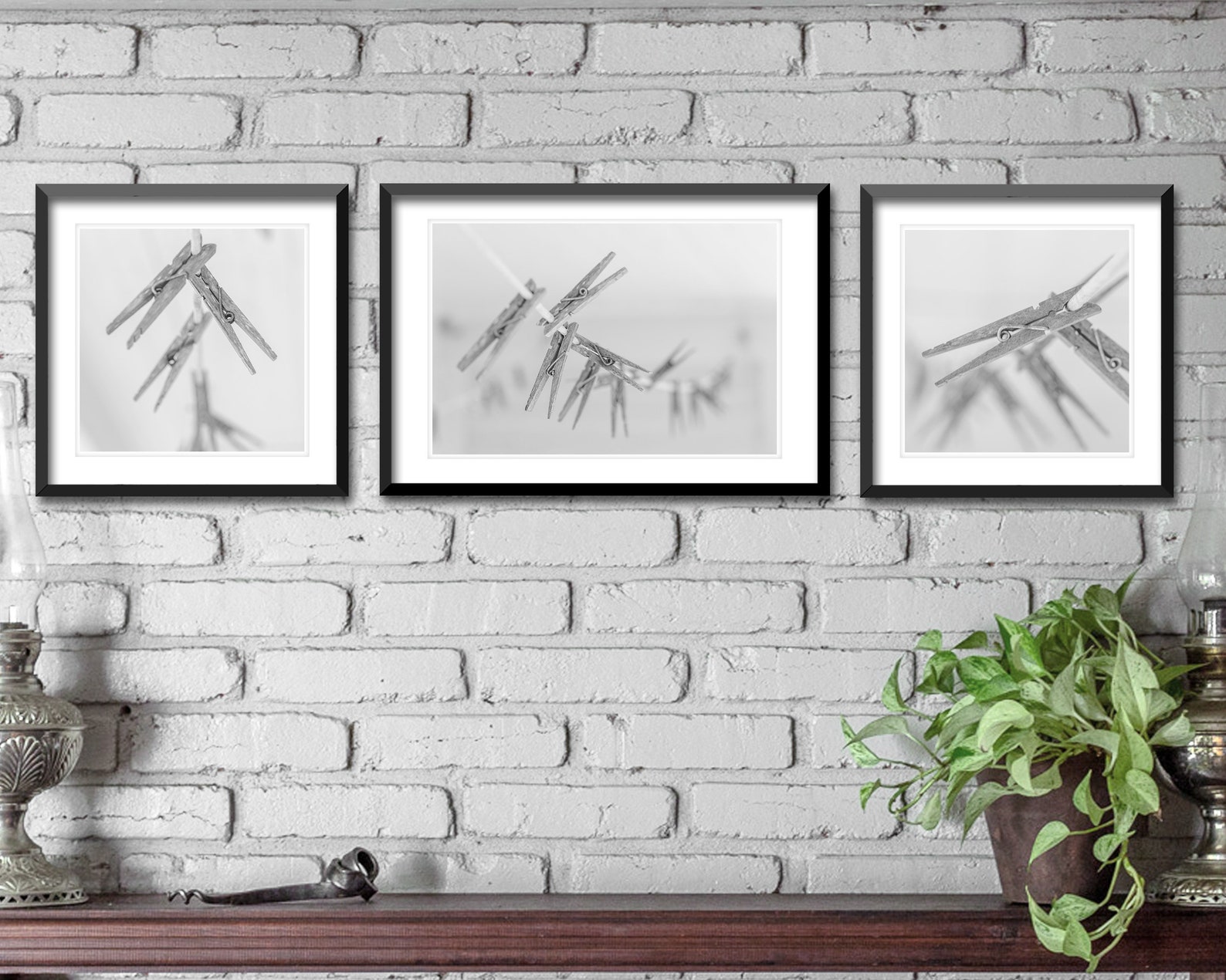 Weathered Clothespins Photo Printable Set, Rustic Laundry Room Decor ...