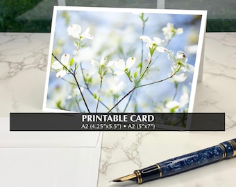 Dogwood Floral Printable Card, Any Occasion (Digital Download)
