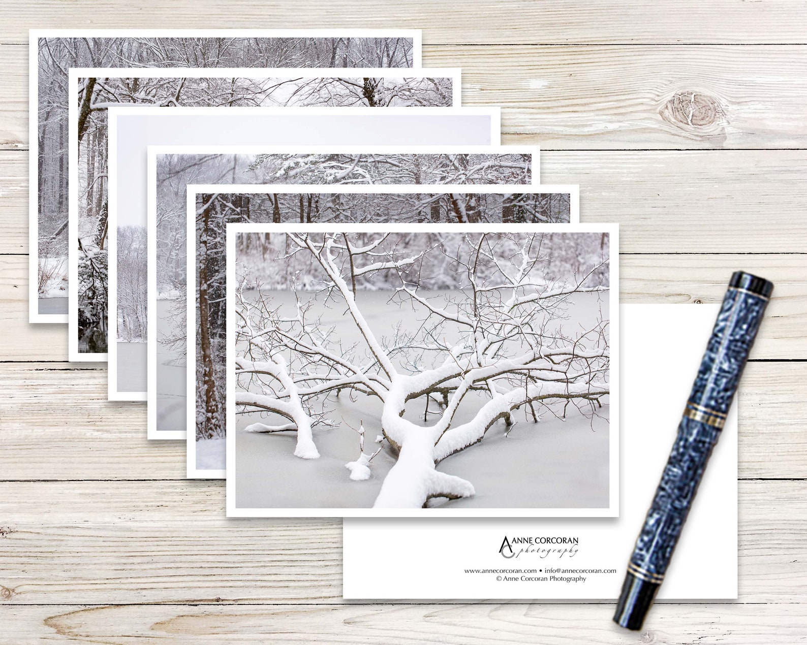 Snowy Day Winter Note Cards set of 6, Photo Note Card Set, Blank Note ...