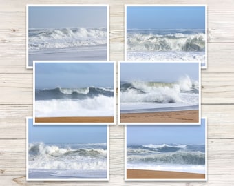 Ocean Waves Photo Note Cards, Coastal Blank Cards (Set of 6)