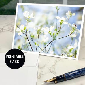 Tarjeta imprimible, tarjeta de felicitación imprimible, tarjeta de notas imprimible, tarjeta de cornejo, tarjeta de felicitación floral, tarjeta de felicitación digital para cualquier ocasión