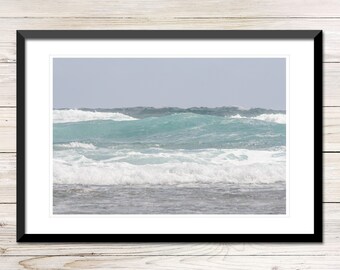 Aqua Swell Ocean Waves Photo, Printable Coastal Wall Art (Digital Download)