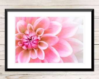 Pink Dahlia Flower Photography, Printable Wall Art (Digital Download)