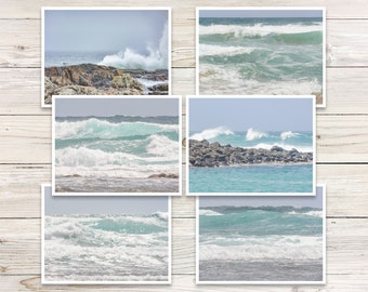 Ocean Waves Photo Note Cards, Beach Stationery Set (Set of 6)