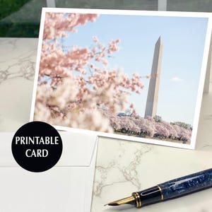 Biglietto stampabile, biglietto d'auguri stampabile, biglietto di auguri stampabile, biglietto di auguri con fiori di ciliegio di Washington DC, biglietto d'auguri, biglietto d'auguri per qualsiasi occasione