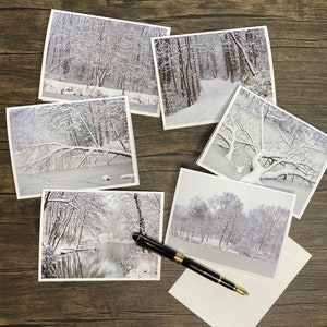 Snowy Day Winter Note Cards (set of 6), Photo Note Card Set, Blank Note ...