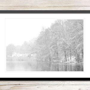 Winter Scene Photo Instant Download, Printable Photo Wall Art, Black & White Photo, Digital Download Photography, Snow Scene Photo