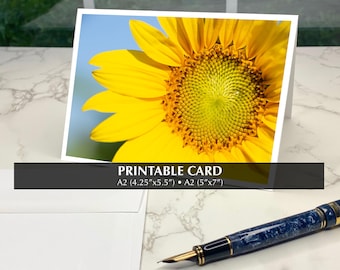 Sunflower Printable Card, Floral Greeting, Any Occasion (Digital Download)