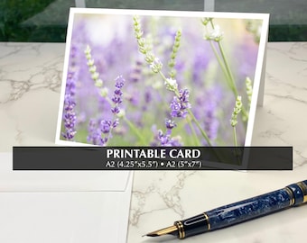 Lavender Field Printable Card, Floral Greeting, Any Occasion (PDF)