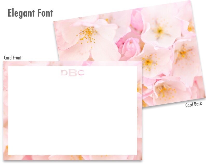 Monogram Stationery Personalized Note Card Set Custom Note Cards Personalized Stationery Set Cherry Blossom 5\u201dx7\u201d Flat Note Cards