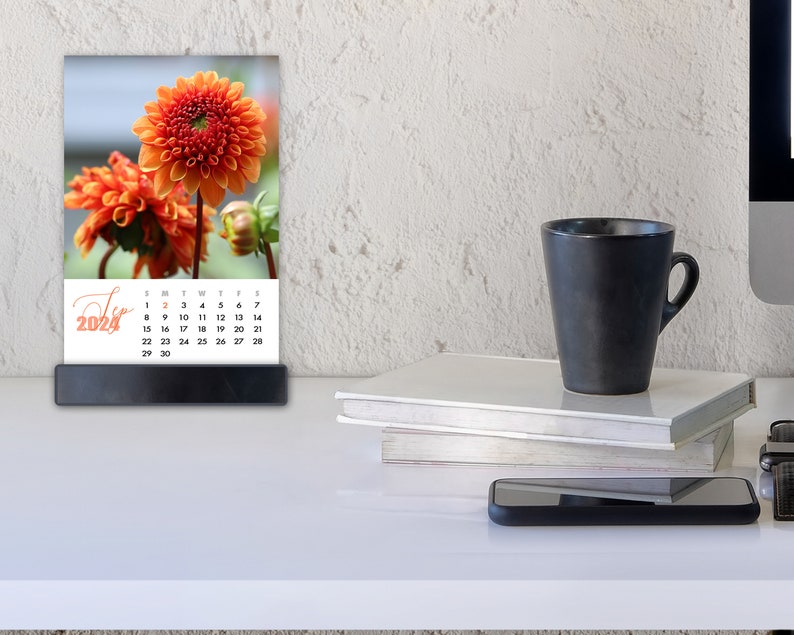 2025 Dahlia Desk Calendar 5x7, 2025 Calendar, Photo Calendar 2025