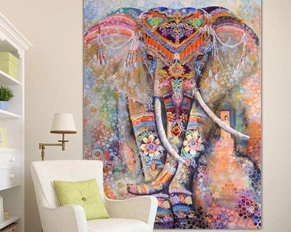 Elephant Tapestry Wall Hanging Decor Indian Home Hippie Elephant Tapestry Wall Hanging Decor