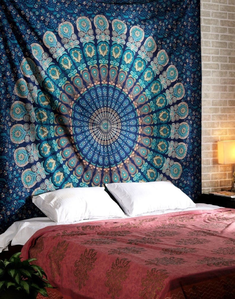 Tapestry Blue Multi tapestry Wall Hanging Mandala tapestries Etsy