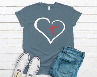 Love the Cross - Camiseta Heart Bella+Canvas