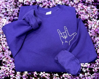 Te amo lenguaje de señas - sudadera bordada