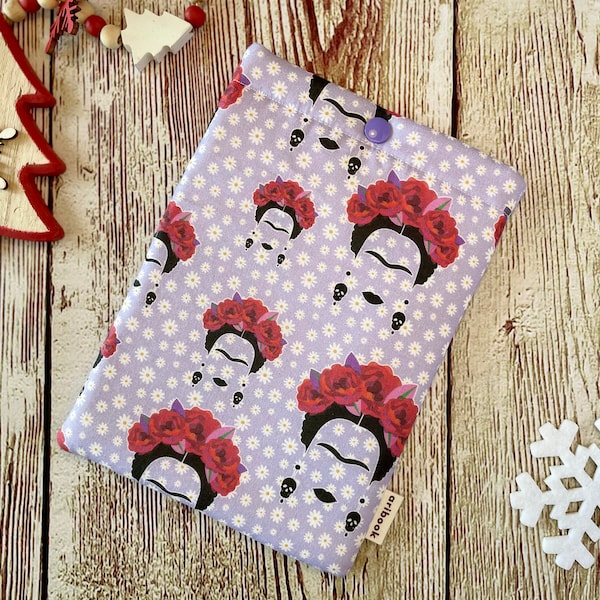 Frida Kahlo Kindle Paperwhite 11th Case, Daisy E-reader Cover with closure for her, Lilac Kindle 11th Cover, Balck Friday Floral Book Pouch