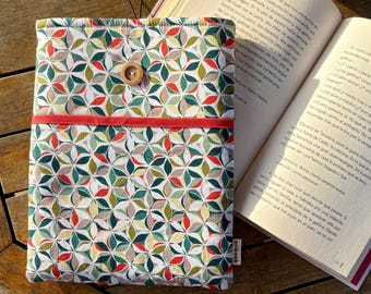 Geometric Fabric Book Sleeve with Pocket – Padded Reader Cover