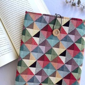 Colorful Geometric Padded Book Sleeve - Resistant Cover for Books & Tablets