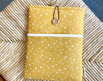 Mustard Star Padded Book Sleeve with Pocket: Book Lover Gift