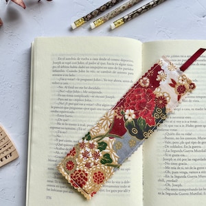 Japan Style Fabric Bookmark, Bookmark for journal, planer or diary, Book Accessory, Bookish gift, Teacher Gift, Friend Gift