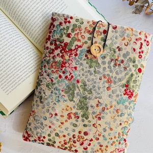 Funda de libro alegre acolchada con tela resistente de gobelino, protector de libros, regalo para ella, accesorio para libro