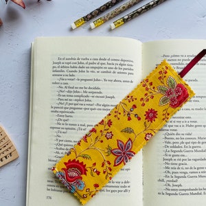 Hadmade Floral Fabric Bookmark, Bookmark for journal, planer or diary, Ideal book lover&#39;s gift, Bookish gift, Teacher Gift, Friend Gift