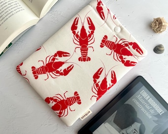 Red Lobster Kindle Sleeve, Kindle Cover, Padded Kindle Pouch, Book Accessories, Kindle Paperwhite Case, Book Lover Gift, Ereader Cove