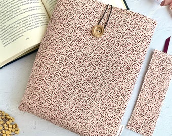 Protective Book Cover in Burgundy Geometric for Your Favorite Reads - Handmade Padded Mandala Book Sleeve for Bookworms
