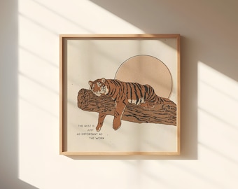 Rest  || Art Print || Vintage Inspired Art || Inspirational Art || Boho Art Print || Tiger || Self Care