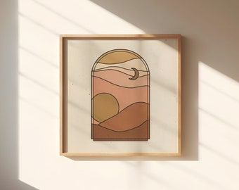 Stained Glass Desert  || Art Print || Vintage Inspired Art || Inspirational Art || Boho Art Print || Desert Landscape